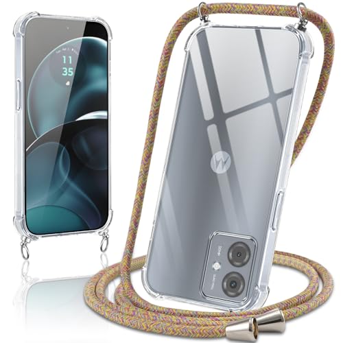 Coiwxmoi Handykette Handyhülle für Motorola Moto G14 Hülle mit Band 6,5",Transparent Case mit Kette Abnehmbar zum Umhängen Kordel Schutzhülle,Weich Silikon TPU Stoßfest Cover,Regenbogen Coiwxmoi Handykette Handyhülle für Motorola Moto G14 Hülle mit Band 6,5",Transparent Case mit Kette Abnehmbar zum Umhängen Kordel Schutzhülle,Weich Silikon TPU Stoßfest Cover,Regenbogen von Coiwxmoi