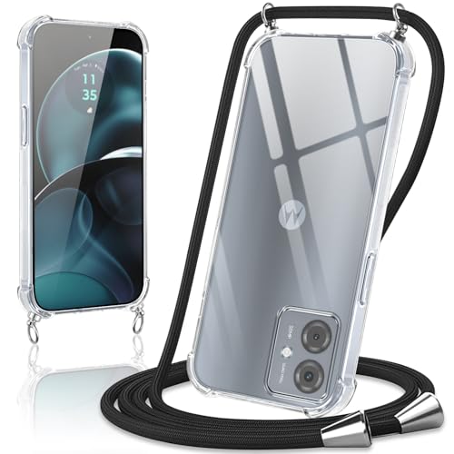 Coiwxmoi Handykette Handyhülle für Motorola Moto G14 Hülle mit Band 6,5",Transparent Case mit Kette Abnehmbar zum Umhängen Kordel Schutzhülle,Weich Silikon TPU Stoßfest Cover,Schwarz Coiwxmoi Handykette Handyhülle für Motorola Moto G14 Hülle mit Band 6,5",Transparent Case mit Kette Abnehmbar zum Umhängen Kordel Schutzhülle,Weich Silikon TPU Stoßfest Cover,Schwarz von Coiwxmoi