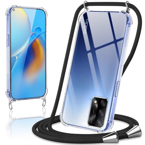Coiwxmoi Handykette Handyhülle für Oppo A74 4G Hülle mit Band 6,43",Transparent Case mit Kette Abnehmbar zum Umhängen Kordel Schutzhülle,Weich Silikon TPU Stoßfest Cover für Oppo A74 4G,Schwarz Coiwxmoi Handykette Handyhülle für Oppo A74 4G Hülle mit Band 6,43",Transparent Case mit Kette Abnehmbar zum Umhängen Kordel Schutzhülle,Weich Silikon TPU Stoßfest Cover für Oppo A74 4G,Schwarz von Coiwxmoi