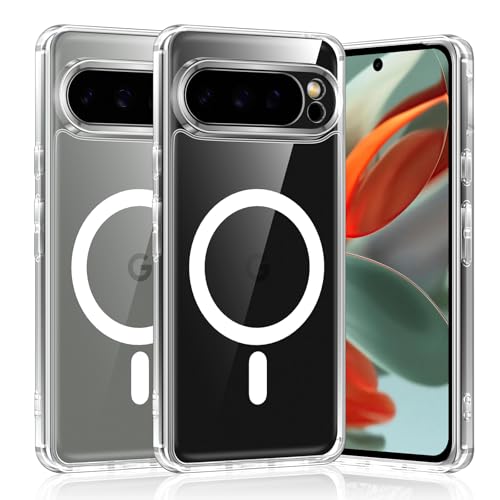 Coiwxmoi Hülle für Google Pixel 9/9 pro 5G 6,3",Magnetisch Transparent Handyhülle Kompatibel mit MagSafe Kabellosem Laden,PC Rückseite +Dünn TPU Silikon Bumper Stoßfest Schutzhülle für Pixel 9 pro/9 von Coiwxmoi