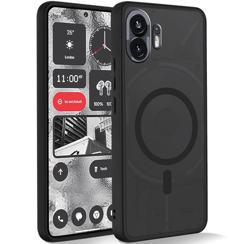 Coiwxmoi Magnetisch Hülle für Nothing Phone(2) 6.7", Kompatibel mit Magsafe, Matt Transluzente Handyhülle Anti-Fingerabdruck PC Rückseite + TPU Silikon Schutzhülle für Nothing Phone 2, Schwarz von Coiwxmoi