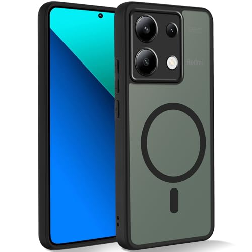 Coiwxmoi Magnetisch Hülle für Xiaomi Redmi Note 13 4G 6.67",Kompatibel mit Magsafe,Matt Transluzente Handyhülle PC Rückseite + TPU Silikon Schutzhülle für Redmi Note 13 4G Anti-Fingerabdruck,Schwarz von Coiwxmoi