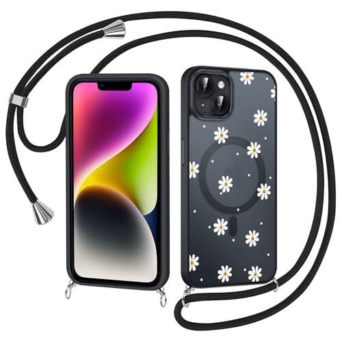 Coiwxmoi Magnetische Handykette Handyhülle für iPhone 15 6,1" Hülle mit Band, Kompatibel mit MagSafe, Aesthetic Blumen Muster Transluzente Case mit Kordel, Matte PC Dünn TPU Stoßfest Cover, Schwarz Coiwxmoi Magnetische Handykette Handyhülle für iPhone 15 6,1" Hülle mit Band, Kompatibel mit MagSafe, Aesthetic Blumen Muster Transluzente Case mit Kordel, Matte PC Dünn TPU Stoßfest Cover, Schwarz von Coiwxmoi