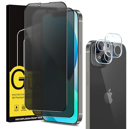 Coiwxmoi Matt Sichtschutz Panzer Schutz Glas für iPhone 13 und Kamera Glasfolie [2+2 Stück], Matte Sichtschutzfolie 10H Härte HD Anti-Spy Schutzfolie Blendschutz Anti-Fingerabdruck Kratzfest von Coiwxmoi