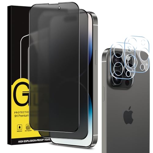 Coiwxmoi Matt Sichtschutz Panzer Schutz Glas für iPhone 14 Pro und Kamera Glasfolie [2+2 Stück], Matte Sichtschutzfolie 9H Härte HD Anti-Spy Schutzfolie Blendschutz Anti-Fingerabdruck Kratzfest von Coiwxmoi
