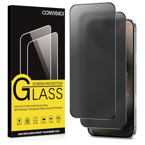 Coiwxmoi Matt Sichtschutz Panzer Schutz Glas für iPhone 15 Pro Max,Matte Anti-Spähen Sichtschutzfolie 9H Härte HD Anti-Spy Schutzfolie Blendschutz Anti-Fingerabdruck Kratzfest Panzerfolie,2 Stück von Coiwxmoi