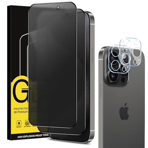 Coiwxmoi Matt Sichtschutz Panzer Schutz Glas für iPhone 15 Pro Max und Kamera Glasfolie [2+2 Stück], Matte Sichtschutzfolie 10H Härte HD Anti-Spy Schutzfolie Blendschutz Anti-Fingerabdruck Kratzfest von Coiwxmoi