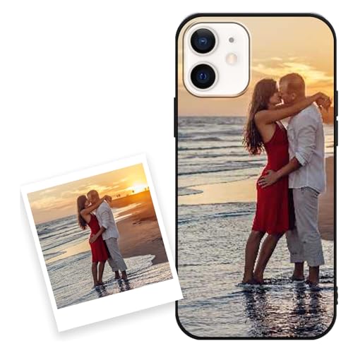 Coiwxmoi Personalisierte Handyhülle für iPhone 12 mini 5,4'', Personalisiert Hülle mit Eigenem Bild Foto Selbst Gestalten Schutzhülle, Individuelle Design Silikon Case für iPhone 12 mini,Schwarz von Coiwxmoi