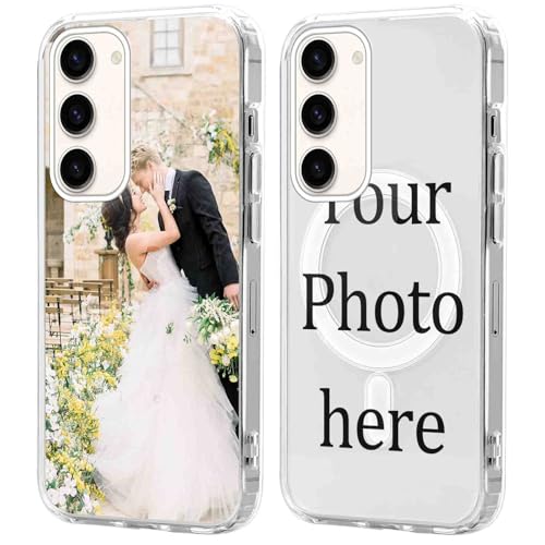Coiwxmoi Personalisierte Magnetisch Handyhülle für Samsung Galaxy S24 5G 6,2'' [Kompatibel mit MagSafe], Klare Personalisiert Hülle mit Bild Foto Text Selbst Gestalten Schutzhülle für Samsung S24 5G von Coiwxmoi