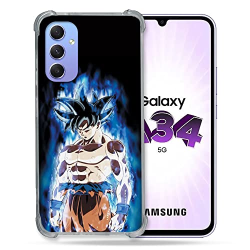 Cokitec Schutzhülle aus Hartglas für Samsung Galaxy A34 5G, Manga, Dragon Ball Sangoku, Schwarz von Cokitec