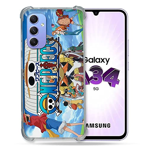 Cokitec Schutzhülle aus Hartglas für Samsung Galaxy A34 5G Manga One Piece Sunny von Cokitec