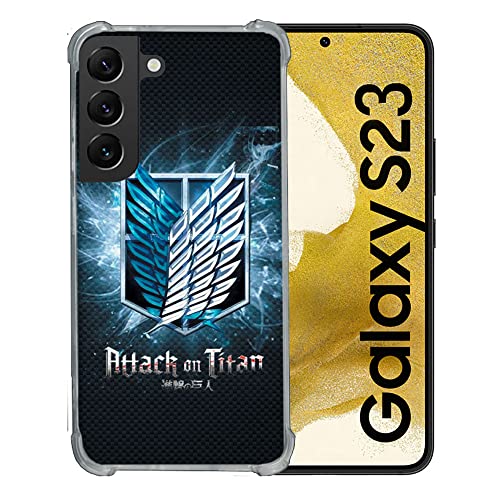 Cokitec Schutzhülle aus Hartglas für Samsung Galaxy S23, Manga, Attack Titan, Schwarz von Cokitec
