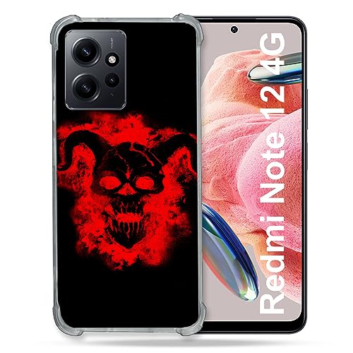 Cokitec Schutzhülle aus Hartglas für Xiaomi Redmi Note 12 4G, Motiv: Totenkopf Teufel von Cokitec