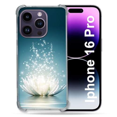 Cokitec Verstärkte Schutzhülle für Apple iPhone 16 Pro, Lotusblume, Weiß Cokitec Verstärkte Schutzhülle für Apple iPhone 16 Pro, Lotusblume, Weiß von Cokitec