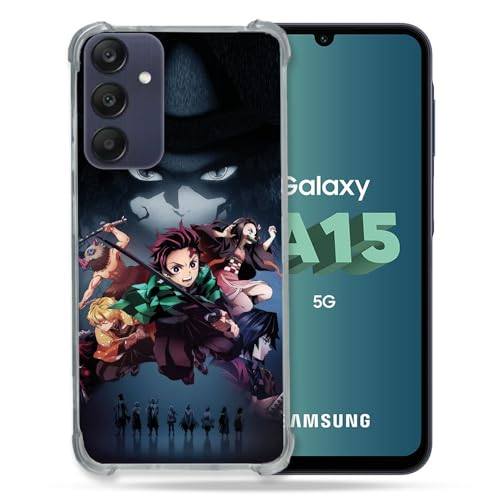 Cokitec Verstärkte Schutzhülle für Samsung Galaxy A15 4G / 5G, Manga, Demon Slayer, Schwarz von Cokitec
