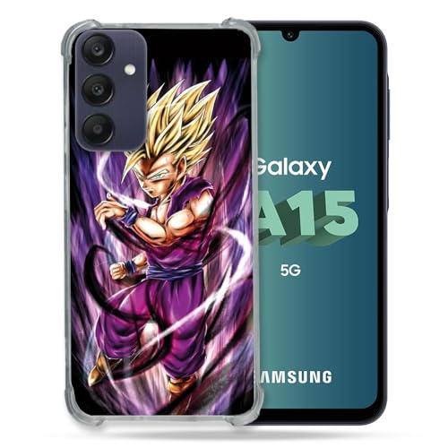 Cokitec Verstärkte Schutzhülle für Samsung Galaxy A15 4G / 5G, Manga Dragon Ball Sangohan, Violett von Cokitec