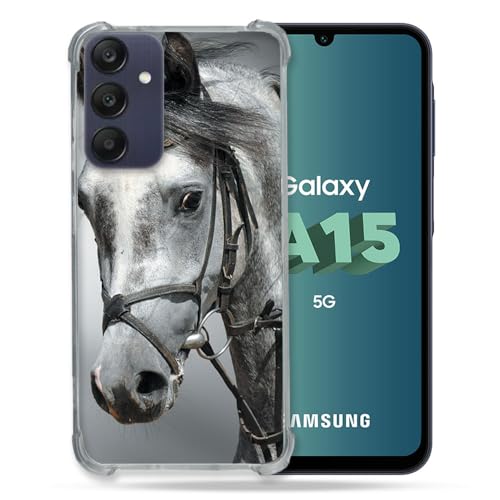 Cokitec Verstärkte Schutzhülle für Samsung Galaxy A15 4G / 5G, Tier, Pferd, Weiß von Cokitec