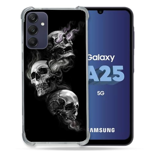 Cokitec Verstärkte Schutzhülle für Samsung Galaxy A25 5G, dreifacher Totenkopf von Cokitec