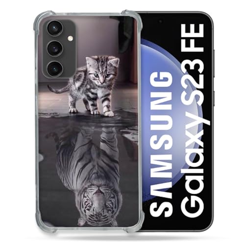 Cokitec Verstärkte Schutzhülle für Samsung Galaxy S23 FE Tier Katze Reflexion von Cokitec