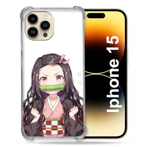 Cokitec Verstärkte Schutzhülle für iPhone 15 (6,1 Zoll), Manga Demon Slayer Nezuko von Cokitec