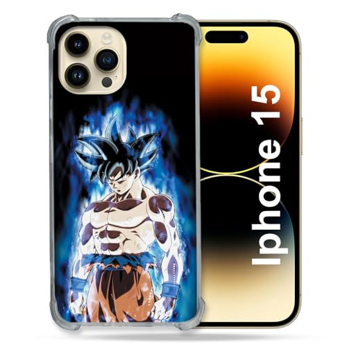 Cokitec Verstärkte Schutzhülle für iPhone 15 (6,1 Zoll), Manga Dragon Ball Sangoku, Schwarz von Cokitec