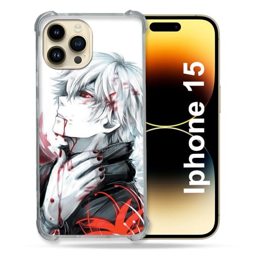 Cokitec Verstärkte Schutzhülle für iPhone 15 (6,1 Zoll), Manga Tokyo Ghoul Kaneki, Weiß von Cokitec