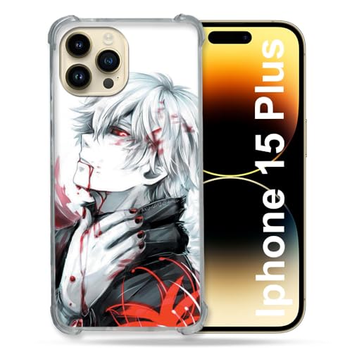 Cokitec Verstärkte Schutzhülle für iPhone 15 Plus (6,7 Zoll), Manga Tokyo Ghoul Kaneki, Weiß von Cokitec