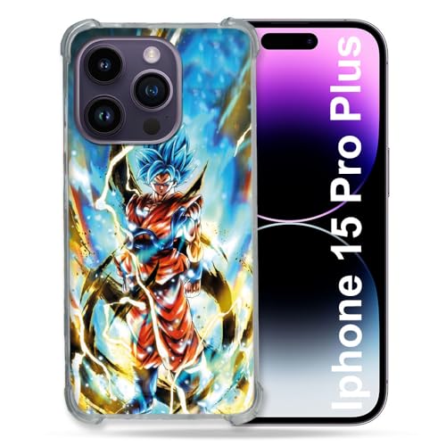 Cokitec Verstärkte Schutzhülle für iPhone 15 Pro Plus (6,7 Zoll), Manga Dragon Ball Sangoku, Weiß von Cokitec
