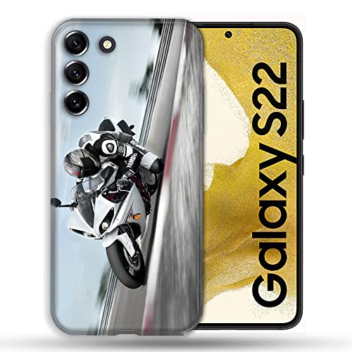 Schutzhülle für Samsung Galaxy S22 Moto Course GP, Weiß von Cokitec