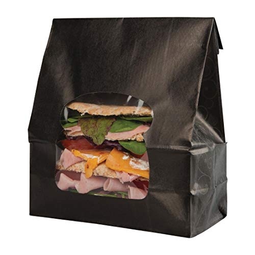 Colpac Sandwich-Beutel aus recycelbarem Papier, mit Fenster, Schwarz, 250 Stück von ColPac