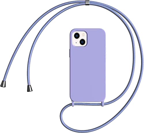 Colala Handykette Handyhülle Kompatibel mit iPhone 12/iPhone 12 Pro Liquid Silikon Hülle Necklace(abnehmbar) Hülle mit Kordel zum Umhängen Handy Schutzhülle,Violett von Colala