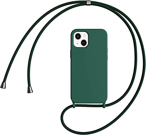 Colala Handykette Handyhülle Kompatibel mit iPhone 14 Plus Liquid Silikon Hülle Necklace(abnehmbar) Hülle mit Kordel zum Umhängen Handy Schutzhülle,Grün von Colala