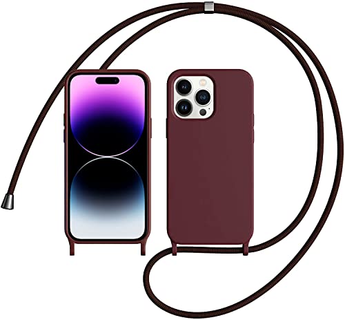 Colala Handykette Kompatibel mit iPhone 15 Pro Max Hülle Abnehmbare Necklace Handyhülle, Liquid Silikon Schutzhülle mit Umhängekordel,Rot von Colala