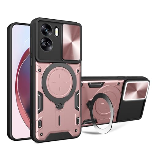 Colala Hülle für Honor 90 Kameraschutz Handyhülle Magnetische Autohalterung 360° Halter Ständer Silikon Kameraschutz Schutzhülle 360 Metall Ring Halter Stoßfest Bumper Case,Rosa von Colala