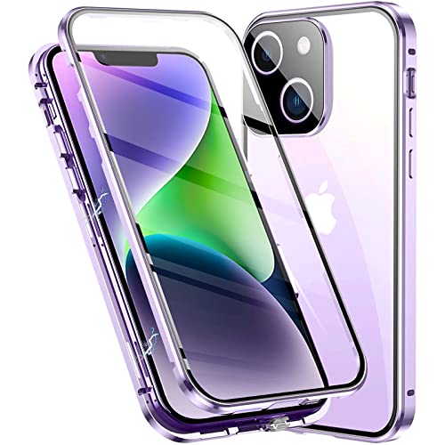 Colala Hülle für iPhone 14 Plus Magnetische Adsorption Handyhülle Hartglas mit Vorderseite und Rückseite,Metallrahmen Case mit Eingebaut Magnet,Ultra Dünn 360 Grad Schutzhülle - Lila Colala Hülle für iPhone 14 Plus Magnetische Adsorption Handyhülle Hartglas mit Vorderseite und Rückseite,Metallrahmen Case mit Eingebaut Magnet,Ultra Dünn 360 Grad Schutzhülle - Lila von Colala