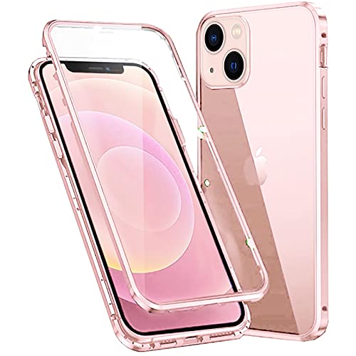 Colala Hülle für iPhone 15 Magnetische Adsorption Handyhülle Hartglas mit Vorderseite und Rückseite,Metallrahmen Case mit Eingebaut Magnet,Ultra Dünn 360 Grad Schutzhülle - Rosa von Colala