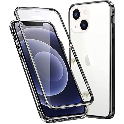 Colala Hülle für iPhone 15 Plus Magnetische Adsorption Handyhülle Hartglas mit Vorderseite und Rückseite,Metallrahmen Case mit Eingebaut Magnet,Ultra Dünn 360 Grad Schutzhülle - Schwarz von Colala