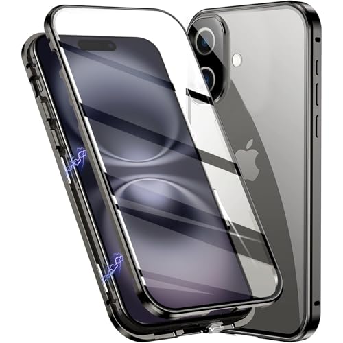 Colala Hülle für iPhone 16 Magnetische Adsorption Handyhülle Hartglas mit Vorderseite und Rückseite,Metallrahmen Hülle mit Eingebaut Magnet,Ultra Dünn 360 Grad Schutzhülle,Schwarz Colala Hülle für iPhone 16 Magnetische Adsorption Handyhülle Hartglas mit Vorderseite und Rückseite,Metallrahmen Hülle mit Eingebaut Magnet,Ultra Dünn 360 Grad Schutzhülle,Schwarz von Colala