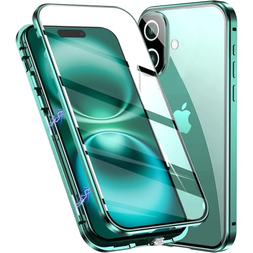 Colala Hülle für iPhone 16 Plus Magnetische Adsorption Handyhülle Hartglas mit Vorderseite und Rückseite,Metallrahmen Hülle mit Eingebaut Magnet,Ultra Dünn 360 Grad Schutzhülle,Grün Colala Hülle für iPhone 16 Plus Magnetische Adsorption Handyhülle Hartglas mit Vorderseite und Rückseite,Metallrahmen Hülle mit Eingebaut Magnet,Ultra Dünn 360 Grad Schutzhülle,Grün von Colala