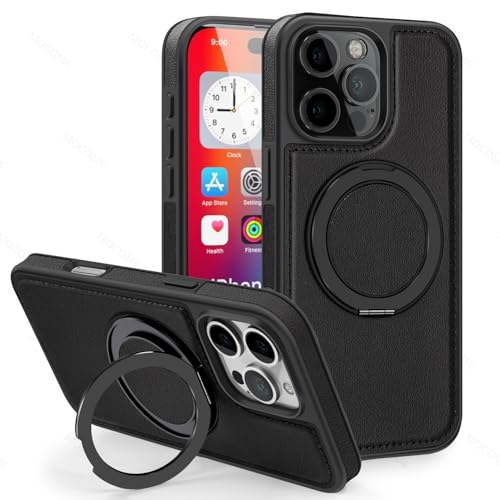 Colala Hülle für iPhone 16 Pro mit 360° Ringständer Handyhülle, Magnetisch Kompatibel mit Wireless Charging & Auto-Halterung, Stoßfest TPU & Leder Slim Design Schutzhülle,Schwarz Colala Hülle für iPhone 16 Pro mit 360° Ringständer Handyhülle, Magnetisch Kompatibel mit Wireless Charging & Auto-Halterung, Stoßfest TPU & Leder Slim Design Schutzhülle,Schwarz von Colala