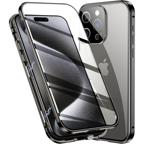 Colala Hülle für iPhone 16 Pro Max Magnetische Adsorption Handyhülle Hartglas mit Vorderseite und Rückseite,Metallrahmen Hülle mit Eingebaut Magnet,Ultra Dünn 360 Grad Schutzhülle,Schwarz Colala Hülle für iPhone 16 Pro Max Magnetische Adsorption Handyhülle Hartglas mit Vorderseite und Rückseite,Metallrahmen Hülle mit Eingebaut Magnet,Ultra Dünn 360 Grad Schutzhülle,Schwarz von Colala