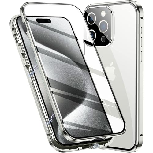 Colala Hülle für iPhone 16 Pro Max Magnetische Adsorption Handyhülle Hartglas mit Vorderseite und Rückseite,Metallrahmen Hülle mit Eingebaut Magnet,Ultra Dünn 360 Grad Schutzhülle,Silber Colala Hülle für iPhone 16 Pro Max Magnetische Adsorption Handyhülle Hartglas mit Vorderseite und Rückseite,Metallrahmen Hülle mit Eingebaut Magnet,Ultra Dünn 360 Grad Schutzhülle,Silber von Colala