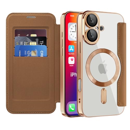 Colala Hülle für iPhone 16 Transparente Elektroplattierte Silikon Handyhülle mit Kameraschutz und Lederklappdeckel Schutzhülle Drahtloses Laden unterstützt,Braun Colala Hülle für iPhone 16 Transparente Elektroplattierte Silikon Handyhülle mit Kameraschutz und Lederklappdeckel Schutzhülle Drahtloses Laden unterstützt,Braun von Colala
