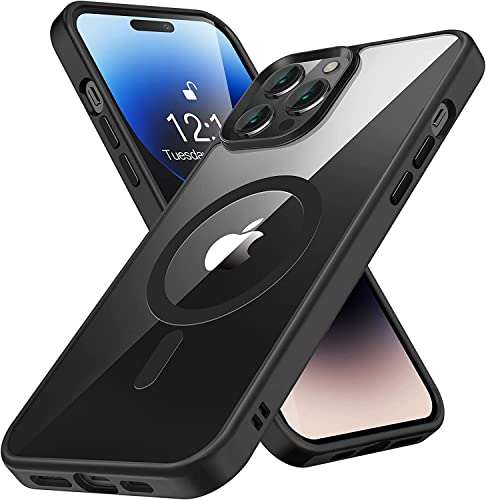 Colala Klare Magnetische Hülle Schutzhülle für iPhone 15 Pro Max Schutzhülle kompatibel mit Kabelloses Laden Militärnorm Schutz Kratzfest Stoßfest Schlanke Transparente Schutzhülle,Schwarz von Colala