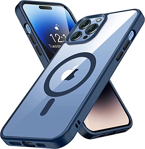 Colala Transparente Magnetische Hülle Kompatibel mit iPhone 14 Pro Entwickelt für MagSafe Nie Vergilbung Unzerstörbarer Militärschutz Flüssigsilikon + Hartes PC Stoßfeste Handyhülle,Dunkelblau Colala Transparente Magnetische Hülle Kompatibel mit iPhone 14 Pro Entwickelt für MagSafe Nie Vergilbung Unzerstörbarer Militärschutz Flüssigsilikon + Hartes PC Stoßfeste Handyhülle,Dunkelblau von Colala