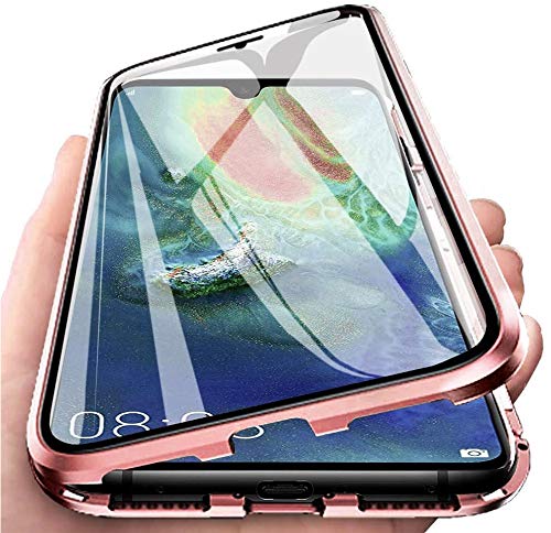 Hülle Kompatibel mit Xiaomi 14 Magnetische Adsorption Technologie Handyhülle Metallrahmen Transparent Gehärtetes Glas Schutzhülle Cover Case - Rosa von Colala