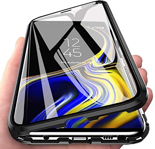 Hülle für Samsung Galaxy A15 5G/A15 Magnetische Adsorption Handyhülle Hartglas mit Vorderseite und Rückseite, Metallrahmen Case mit Eingebaut Magnet, Ultra Dünn 360 Grad Schutzhülle - Schwarz von Colala