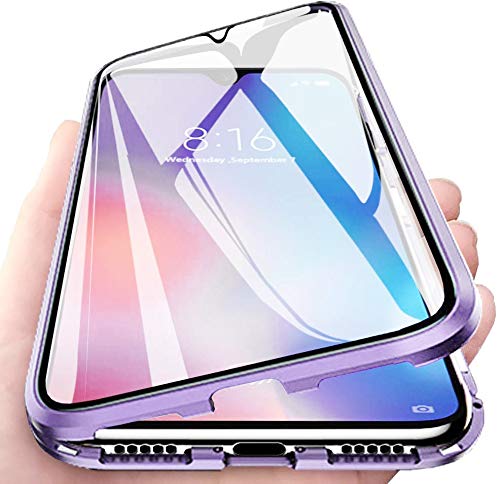 Hülle für Samsung Galaxy A15 5G/A15 Magnetische Adsorption Handyhülle Hartglas mit Vorderseite und Rückseite, Metallrahmen Case mit Eingebaut Magnet, Ultra Dünn 360 Grad Schutzhülle - Violett von Colala