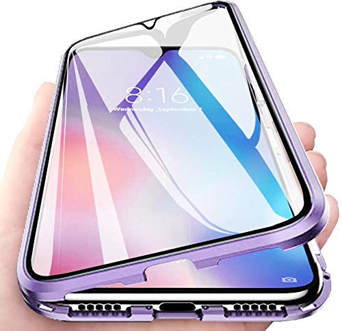 Hülle für Samsung Galaxy A35 5G Magnetische Adsorption Handyhülle Hartglas mit Vorderseite und Rückseite, Metallrahmen Case mit Eingebaut Magnet, Ultra Dünn 360 Grad Schutzhülle - Lila von Colala