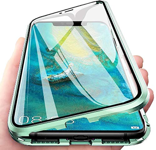 Hülle für Samsung Galaxy M52 5G Magnetische Adsorption Handyhülle Hartglas mit Vorderseite und Rückseite, Metallrahmen Case mit Eingebaut Magnet, Ultra Dünn 360 Grad Schutzhülle - Grün von Colala